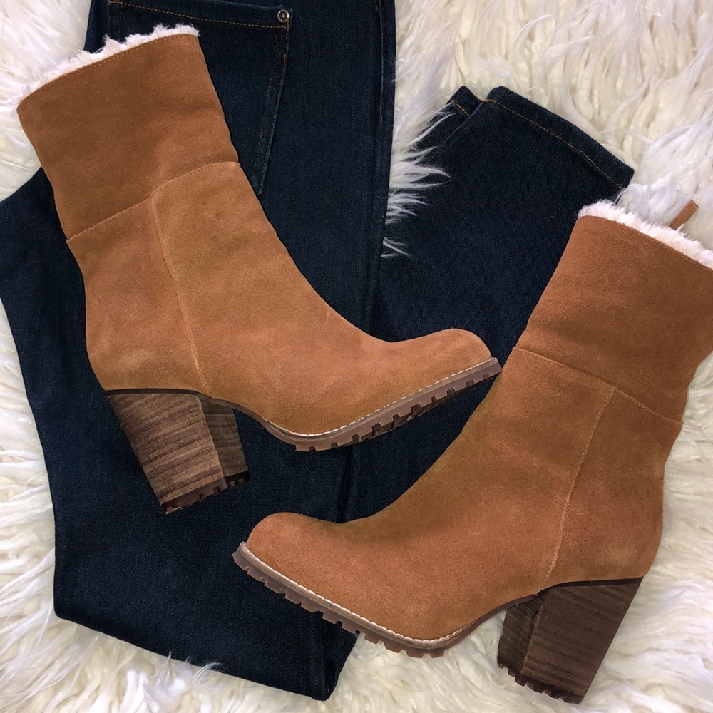 Saks Fifth Avenue Cognac Booties Sz 7.5
